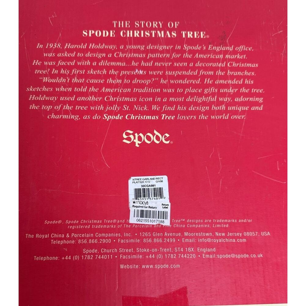 Spode Christmas Tree Garland 17.5" Rectangular Serving Platter in Box S3324-A8 - Picture 8 of 16